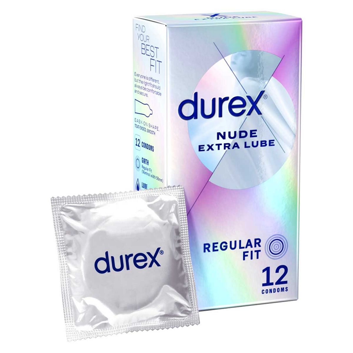 Durex Nude Extra Lube Condoms - 12 Pack