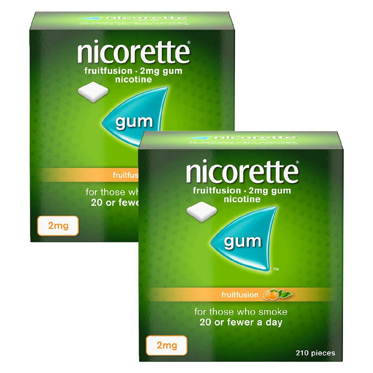 Nicorette Gum Fruitfusion 2Mg - 8 Week Bundle (2 Packs Of 210 Pieces)