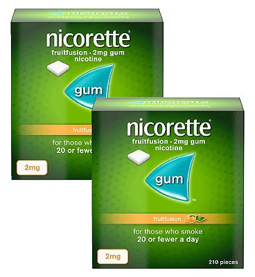 Nicorette Gum Fruitfusion 2mg - 8 Week Bundle (2 packs of 210 pieces)