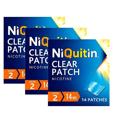 NiQuitin Clear Patch 14mg - 14 Patches - Step 2 - 3 packs bundle