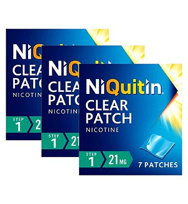 NiQuitin Clear Patch 21mg - 7 Patches - Step 1 - 3 packs bundle