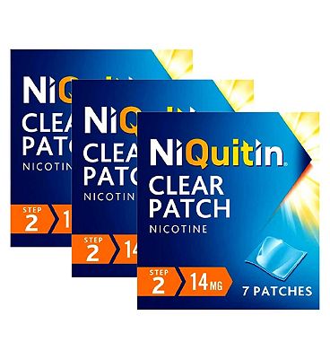 NiQuitin Clear Patch 14mg - 7 Patches - Step 2 - 3 packs bundle