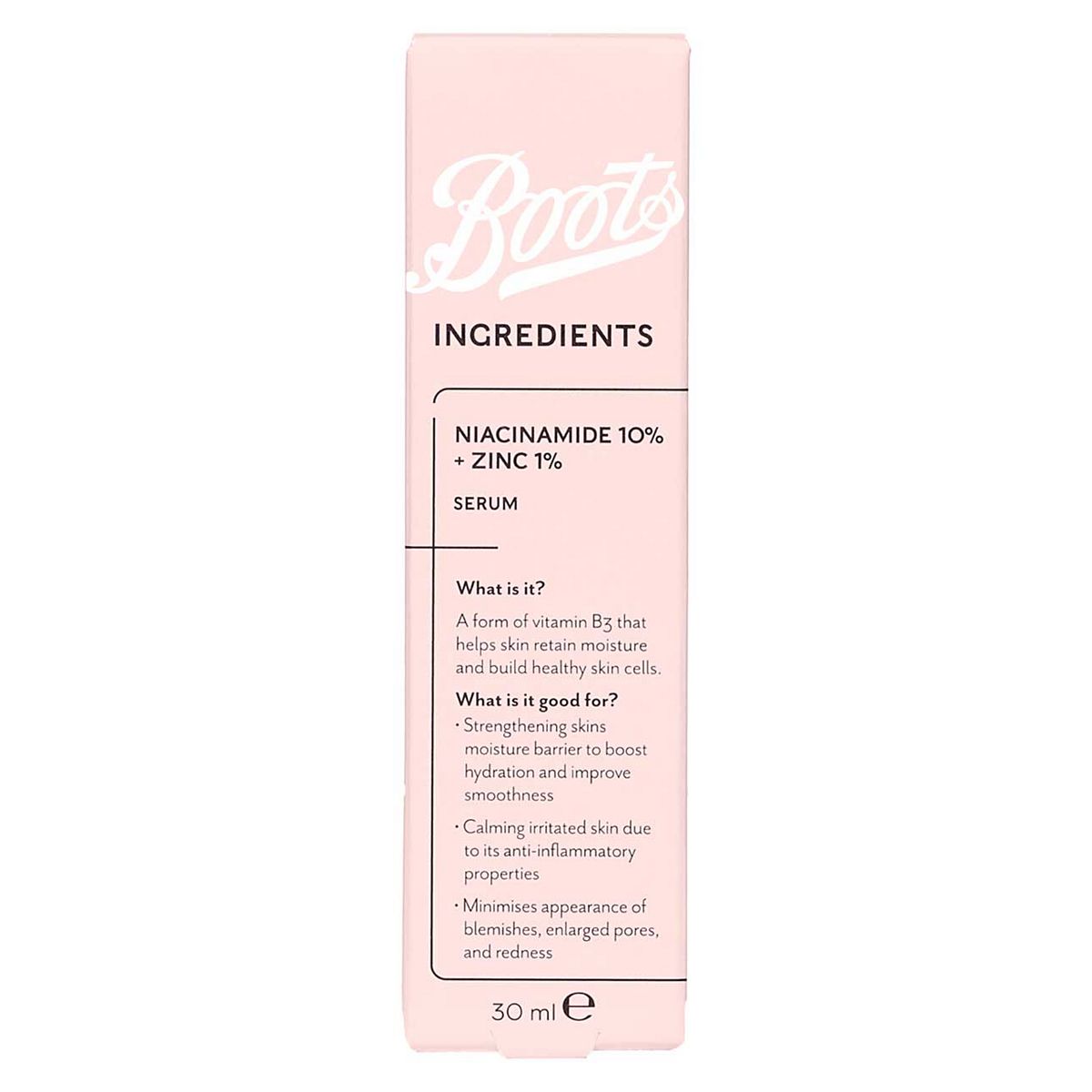 Boots Ingredients Niacinamide 10% + Zinc 1% Serum 30Ml