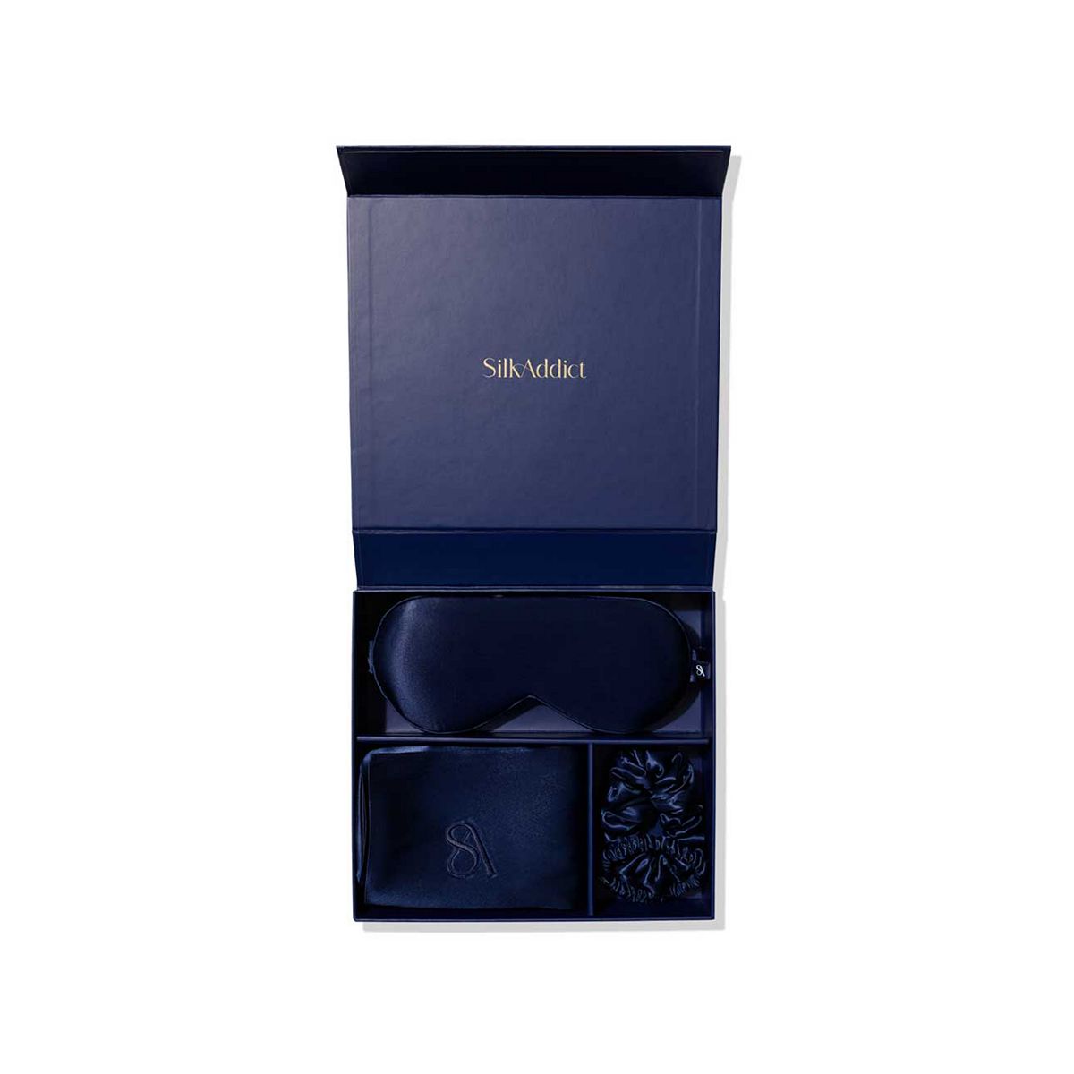 Silk Addict 100 % Mulberry Silk Gift Set Navy Multicolor
