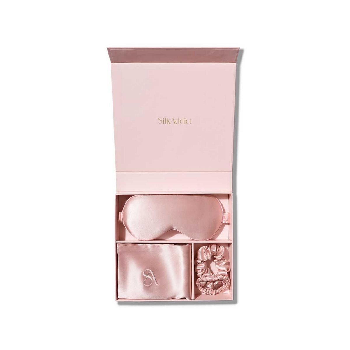 Silk Addict 100 % Mulberry Silk Gift Set Pale Pink Multicolor
