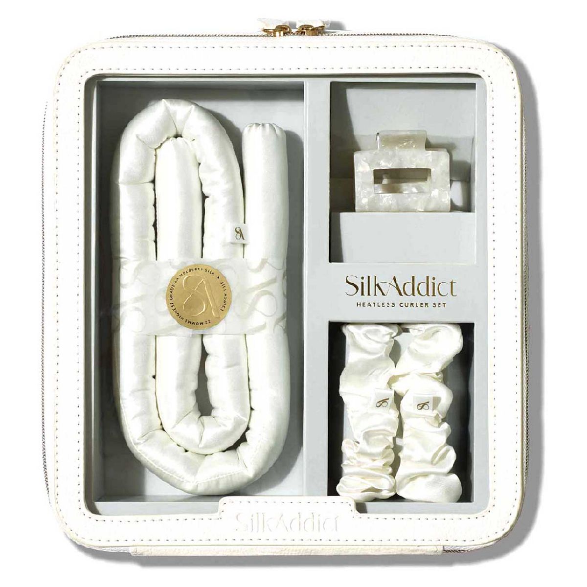 Silk Addict 100 % Mulberry Silk Heatless Curler Set Ivory