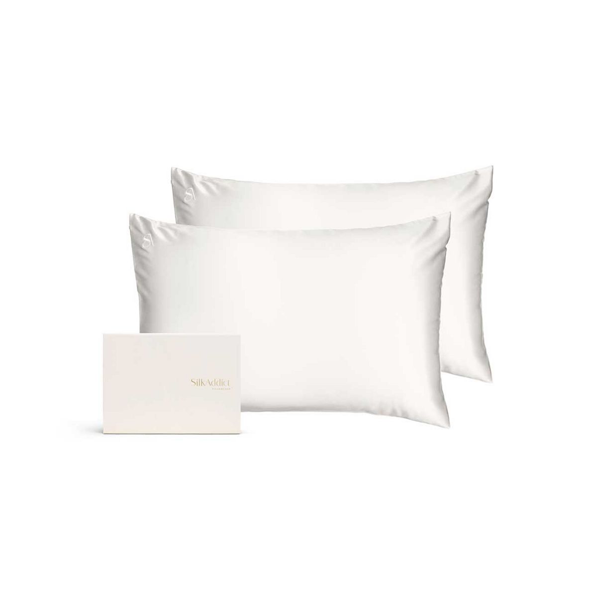 Silk Addict 100 % Mulberry Silk Pillowcase Ivory, Twinpack