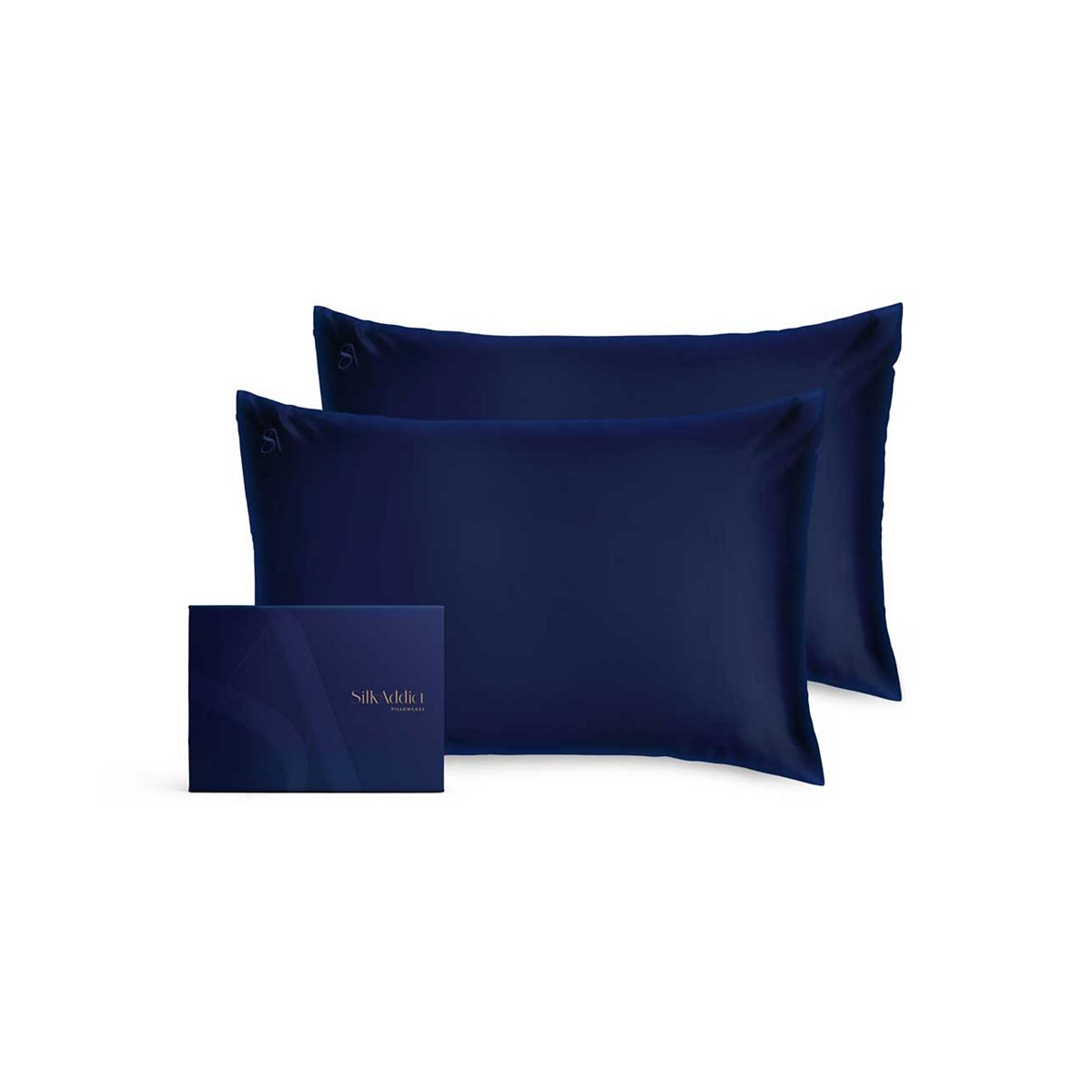 Silk Addict 100 % Mulberry Silk Pillowcase Navy, Twinpack