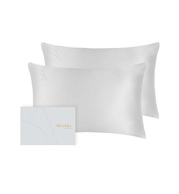 Silk Addict 100 % Mulberry Silk Pillowcase Silver, Twinpack