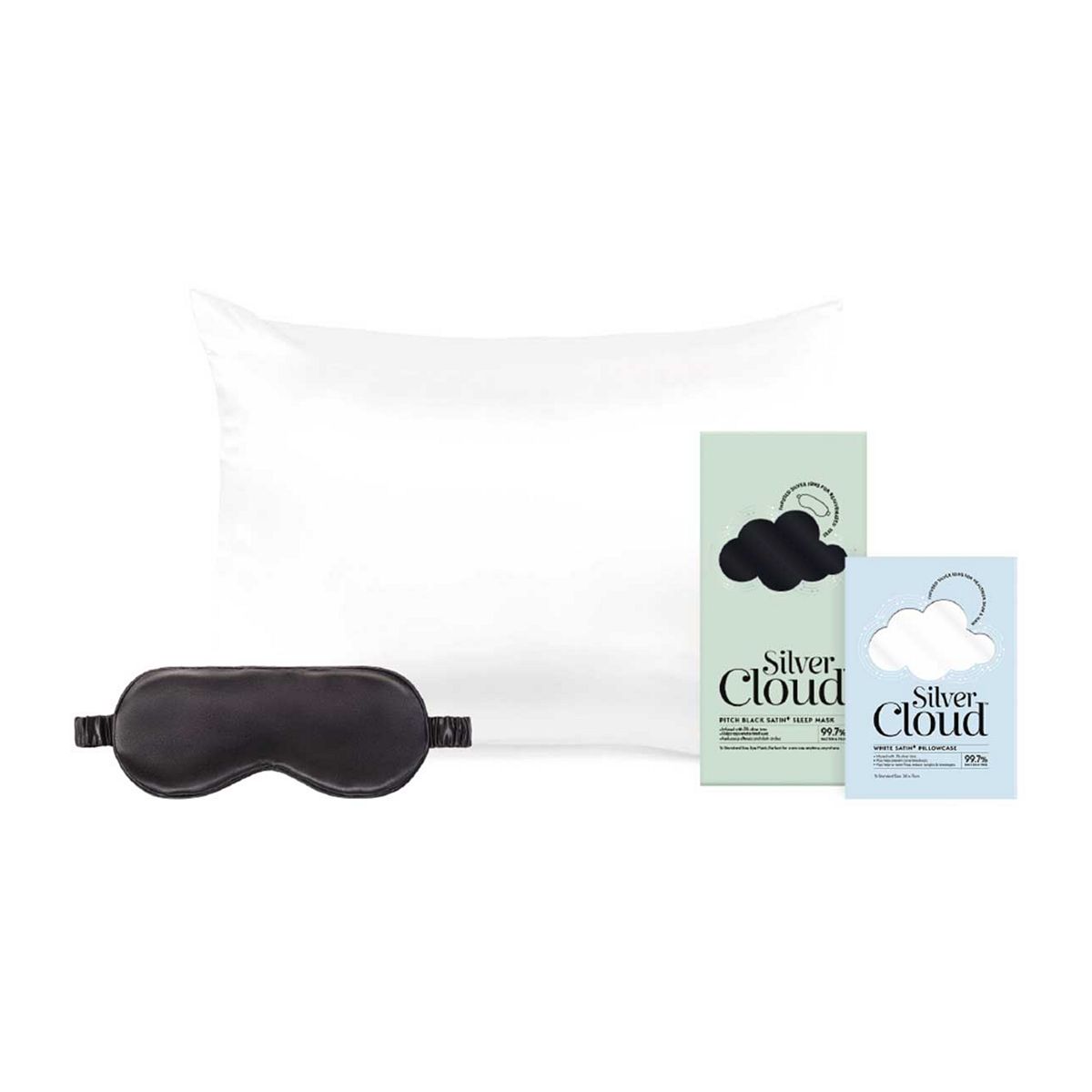 Silver Cloud Black Sleep Mask And White Pillowcase