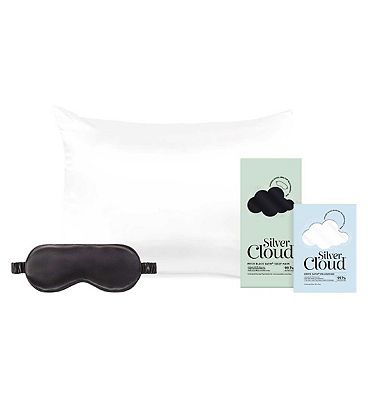 Silver Cloud Black Sleep Mask and White Pillowcase