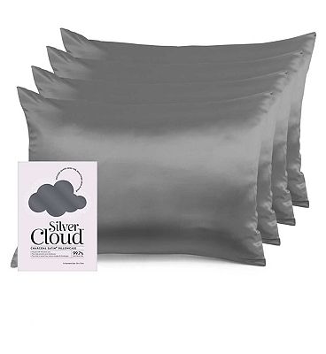 Silver Cloud Charcoal Satin Pillowcase Four Pack