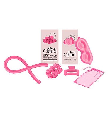 Silver Cloud Fuchsia Heatless Curler and Fuchsia Contour Sleep Mask