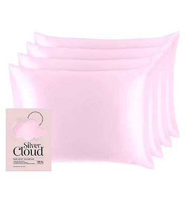 Silver Cloud Pink Satin Pillowcase Four Pack