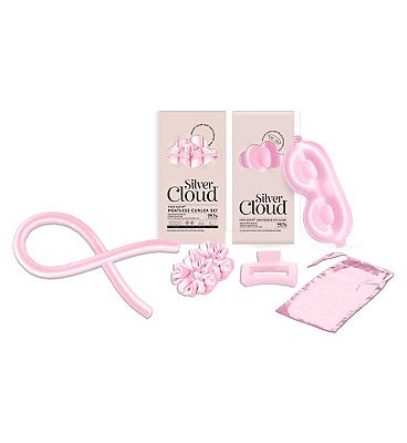 Silver Cloud Pink Heatless Curlers and Contour Sleep Mask