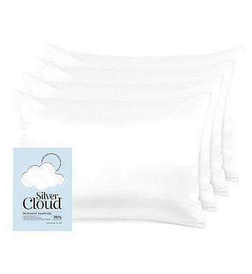 Silver Cloud White Satin Pillowcase Four Pack