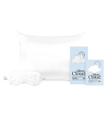 Silver Cloud White Fluffy Eye Mask and White Pillowcase
