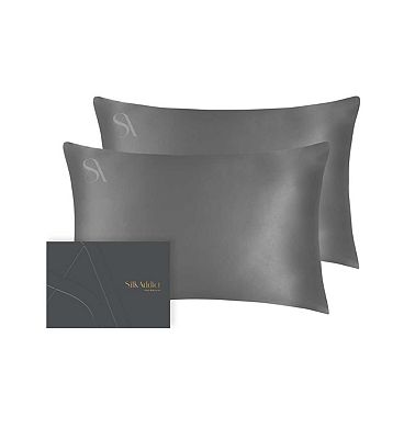 Silk Addict 100% Mulberry Silk Pillowcase Charcoal Twinpack