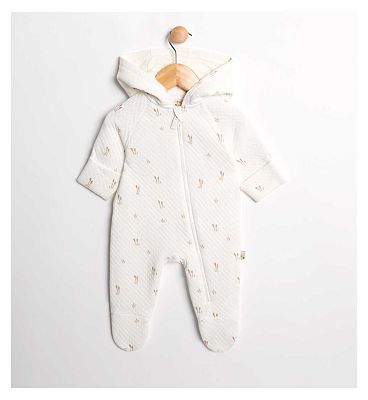 Maybe Baby Pin Tuck Quilted Pramsuit with All Over Print Up To 7.5 lbs