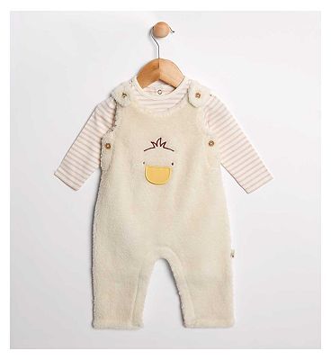 Maybe Baby Stretch Borg Dungaree with Bodysuit Set 3 - 6 Months