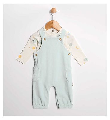 Maybe Baby Interlock Bodysuit Ribbed Velour Dungaree 18 - 24 Months