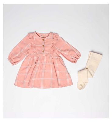 Maybe Baby Herringbone Check Dress & Tights 3 - 6 Months