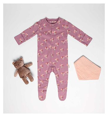 Maybe Baby Interlock Sleep Suite with Bib and Plush Toy 3 - 6 Months