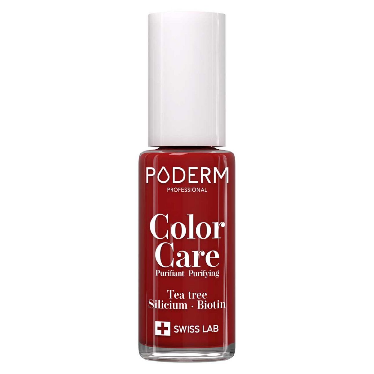 Poderm Color Care Repairing Nail Polish Red Allure (8Ml) - Permeable To Serums Uv Protect Tea Tree And Silicium