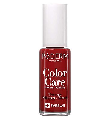 PODERM Color Care Repairing Nail Polish Red Allure (8ml) - Permeable to PODERM serums - UV Protect -