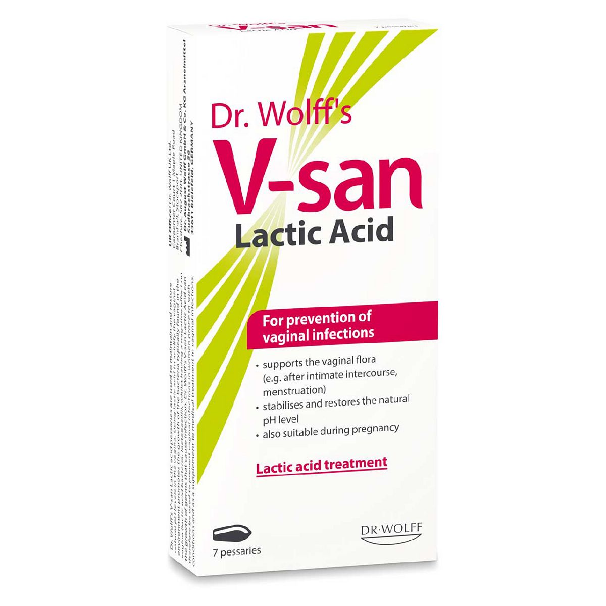 Dr Wolff V-San Lactic Acid Pessaries 7S