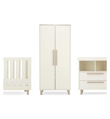 CuddleCo Harper 3 Piece Nursery Furniture Set - Cream & Ash