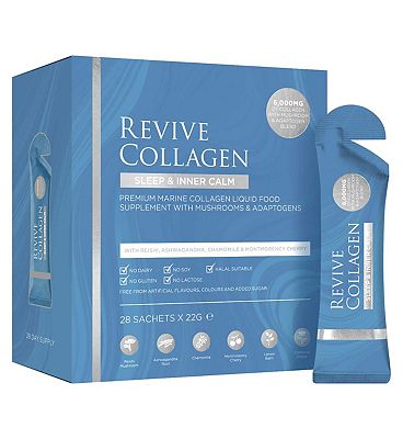 Click to view product details and reviews for Revive Collagen Sleep Inner Calm Functional Mushroom And Adaptogen Blend With 6000mg Marine Collagen 22g 28 Sachets.