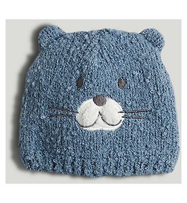 Blue Bear Knitted Hat 6-12 Months