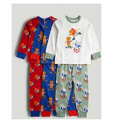 3 Pack Animal Skater Pyjamas 2-3 Years