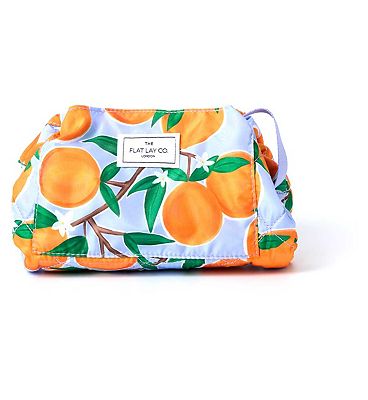 The Flat Lay Co. Drawstring Flat Lay Makeup Bag In Mediterranean Oranges