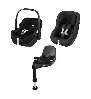 Maxi-Cosi Pebble 360 Pro, Pearl 360 Pro and FamilyFix 360 Pro Bundle Twillic Black