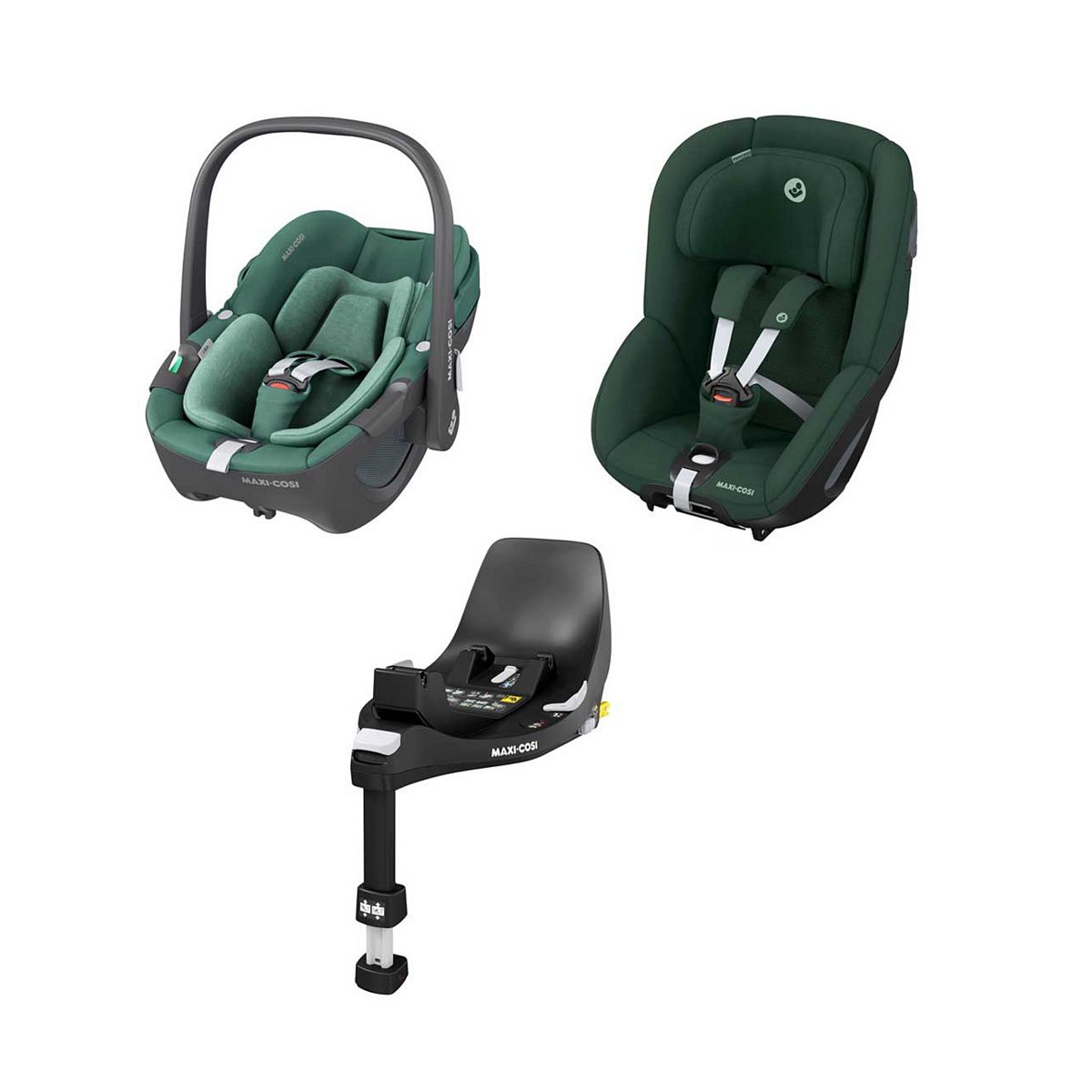 Maxi Cosi Maxi-Cosi Pebble 360, Pearl 360 And Familyfix Bundle Twillic Green