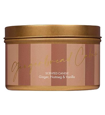 The White Collection Gingerbread Cabin Tin Candle 120g