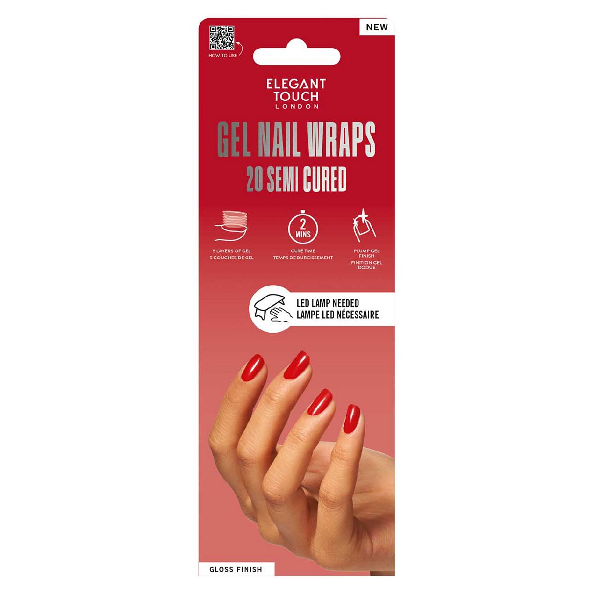 Elegant Touch Semi Cured Gel Nail Wraps Ruby Rouge 20S