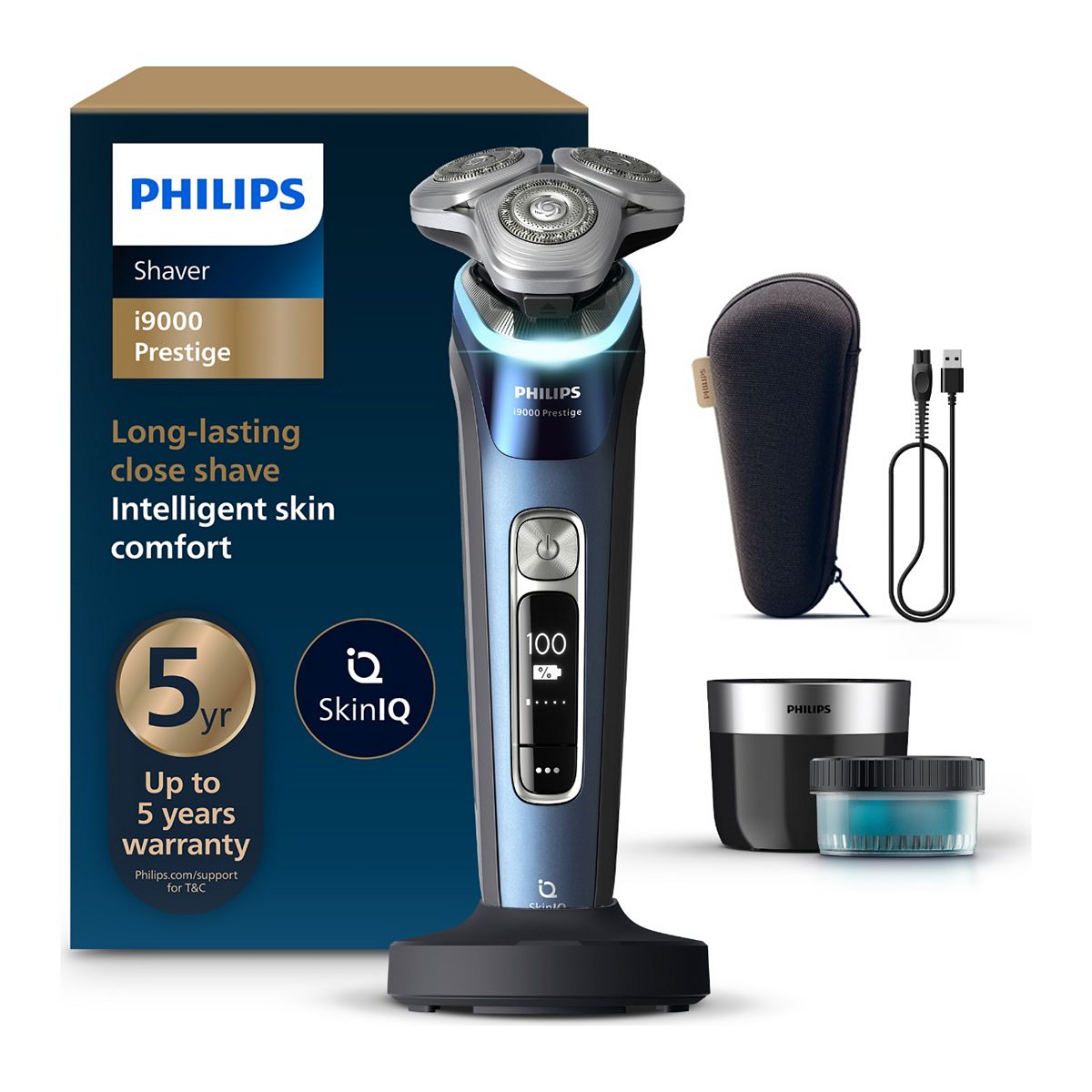 Philips Shaver I9000 Prestige Wet & Dry Electric With Skin Iq Lift Cut 360 Precision Razor Blades Xp9201/30