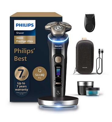 Philips Shaver i9000 Prestige Ultra, Wet & Dry Electric Shaver, Skin IQ Pro, Lift & Cut, 360 Razor B