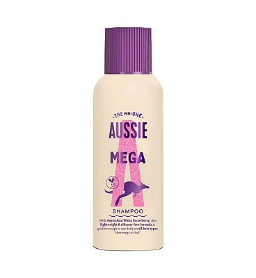 Aussie Mighty Mega Shampoo 100ml. Gently Cleansing Shampoo for Soft and Shiny Hair