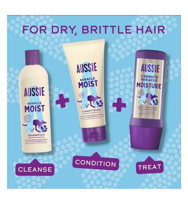Aussie Miracle Moist Shampoo 400ml. Moisture-Quenching Formula to Revive Dry (10)