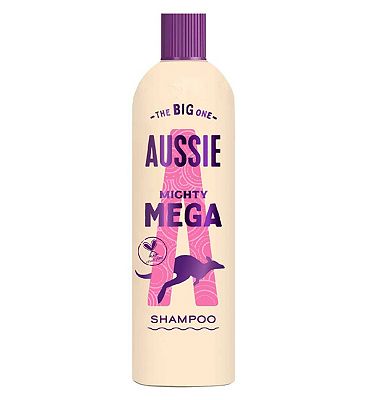 Aussie Mighty Mega Shampoo 400ml. Gently Cleansing Shampoo for Soft and Shiny Hair. Infused with Aus