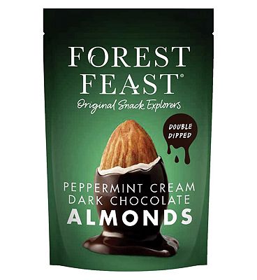 Click to view product details and reviews for Forest Feast Peppermint Cream Dark Chocolate Almonds 120g.