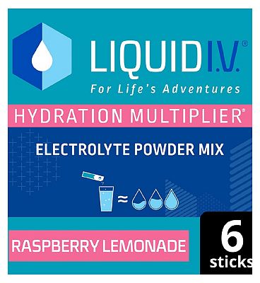Liquid I.V. Hydration Multiplier Electrolyte Powder Mix Raspberry Lemonade 6 Sachets