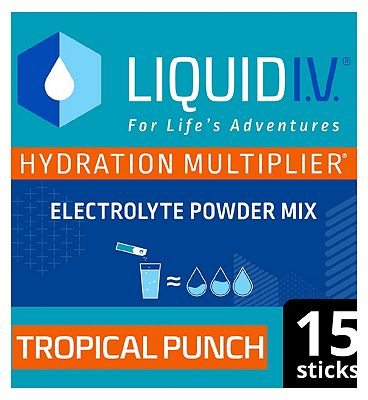 Liquid I.V. Hydration Multiplier Electrolyte Powder Mix Tropical Punch 15 Sachets