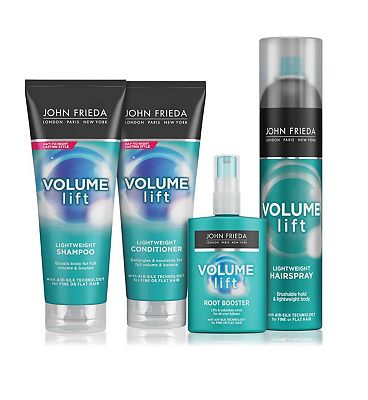 John Frieda Volume Lift Shampoo, Conditioner and Heat Styling Bundle for Volumising Thin, Fine Hair