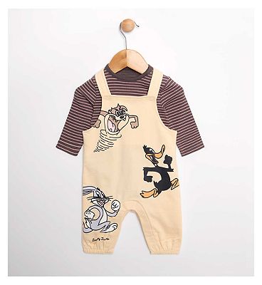 Looney Tunes Dungaree Set 0-3 Months