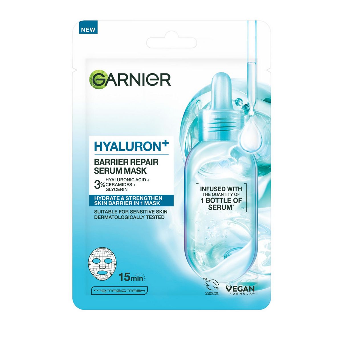 Garnier Hyaluron Barrier Repair Serum Face Mask Enriched With Hyaluronic Acid And Ceramides, 28G